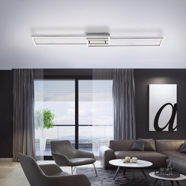JUST LIGHT IVEN LED Deckenleuchte CCT Dimmbar 40W 2-fach stahl 14019-55