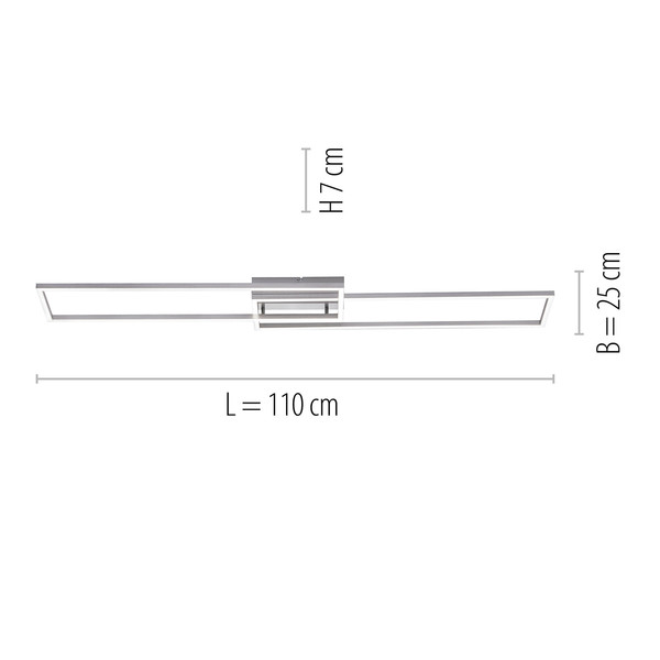 JUST LIGHT IVEN LED Deckenleuchte CCT Dimmbar 40W 2-fach stahl 14019-55