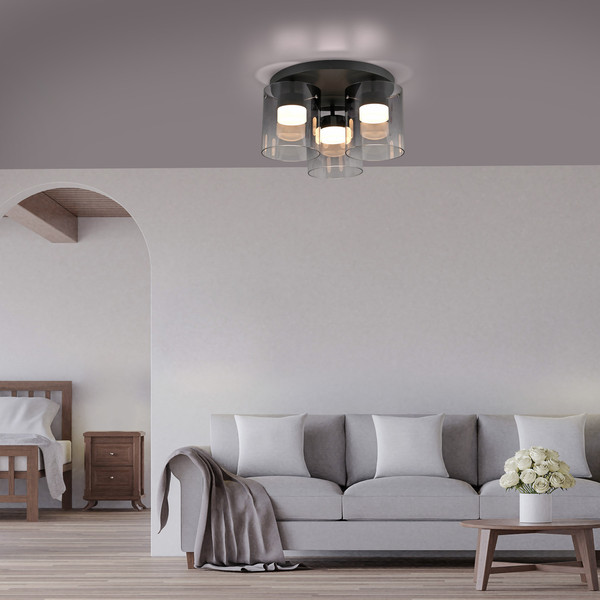 JUST LIGHT ELIO LED Deckenleuchte Warmweiss Dimmbar 22,5W 3-fach schwarz 14041-18