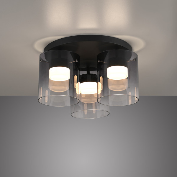 JUST LIGHT ELIO LED Deckenleuchte Warmweiss Dimmbar 22,5W 3-fach schwarz 14041-18