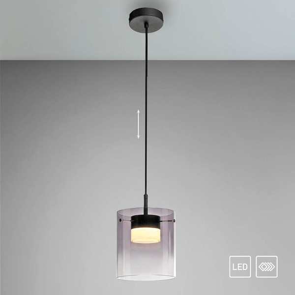 JUST LIGHT ELIO LED Pendelleuchte Warmweiss Dimmbar 7,5W schwarz 14042-18