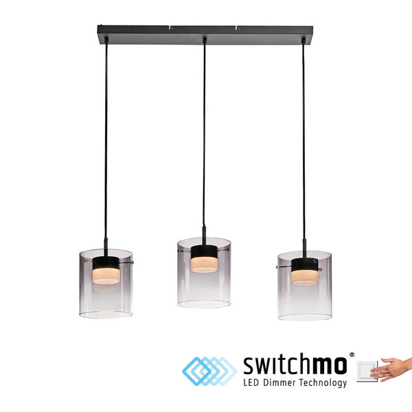 JUST LIGHT ELIO LED Pendelleuchte Warmweiss Dimmbar 22,5W 3-fach schwarz 14043-18