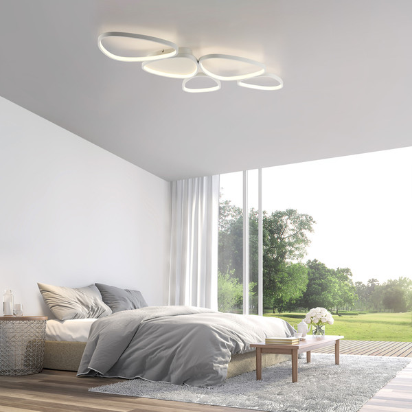 JUST LIGHT PEBBLES LED Deckenleuchte Warmweiss Dimmbar 42W weiss 14045-16