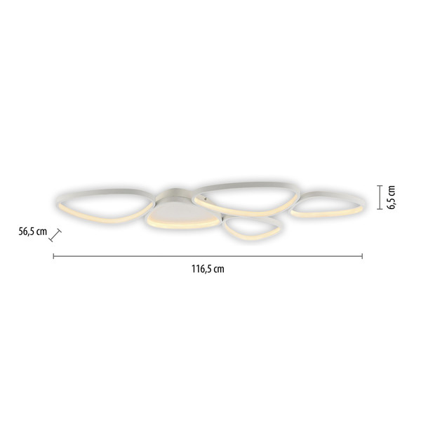 JUST LIGHT PEBBLES LED Deckenleuchte Warmweiss Dimmbar 42W weiss 14045-16