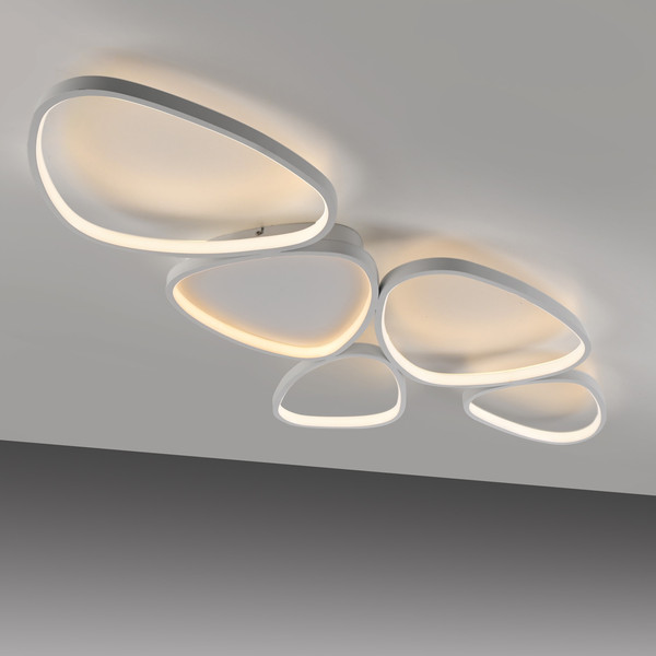 JUST LIGHT PEBBLES LED Deckenleuchte Warmweiss Dimmbar 42W weiss 14045-16