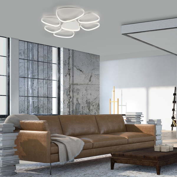 JUST LIGHT PEBBLES LED Deckenleuchte Warmweiss Dimmbar 54W weiss 14046-16