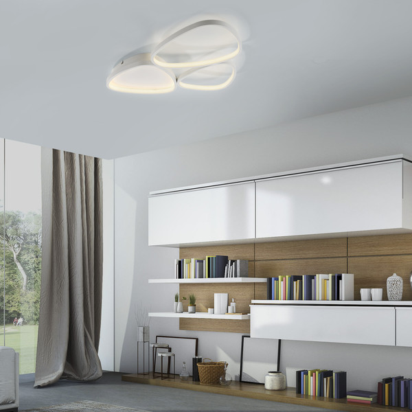 JUST LIGHT PEBBLES LED Deckenleuchte Warmweiss Dimmbar 26,5W weiss 14049-16