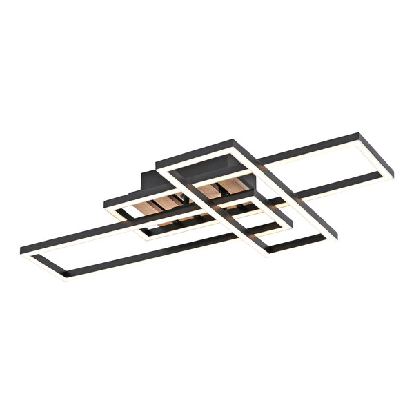 JUST LIGHT AKUSTIKA LED Deckenleuchte Warmweiss 20,5W Holz-natur 14051-79