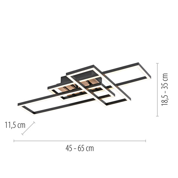 JUST LIGHT AKUSTIKA LED Deckenleuchte Warmweiss 20,5W Holz-natur 14051-79