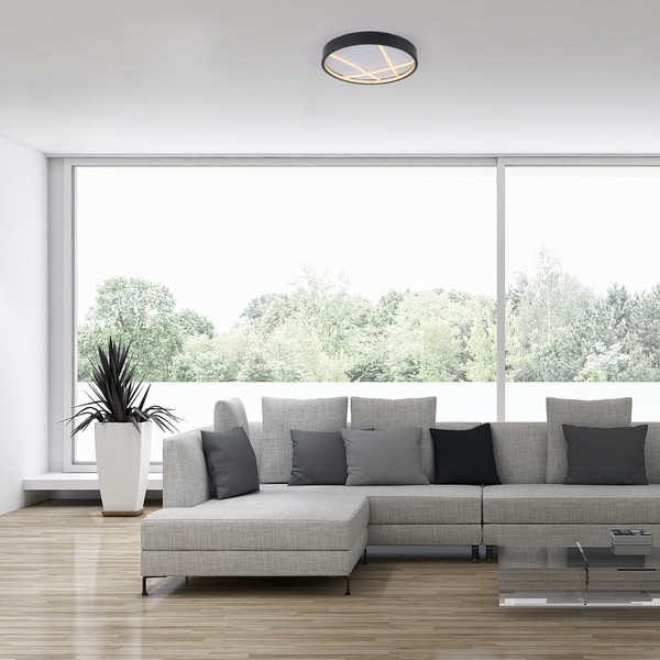 JUST LIGHT MIKADO LED Deckenleuchte Warmweiss Dimmbar 33W schwarz 14091-18