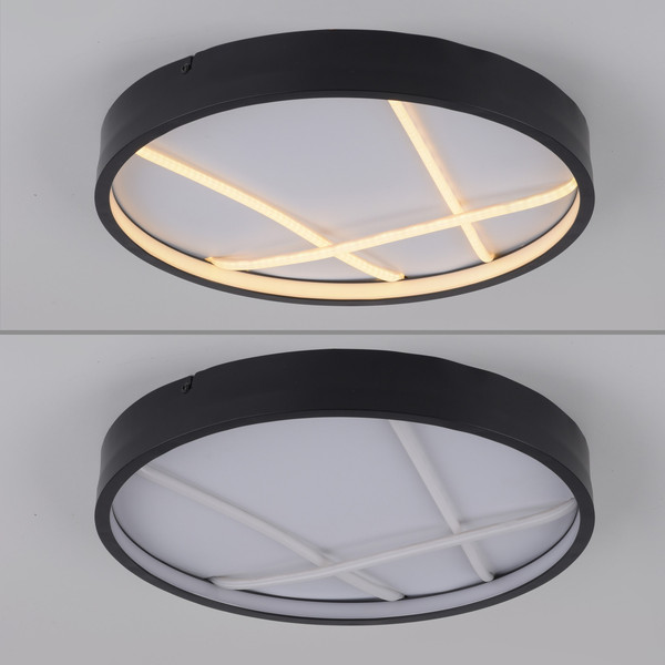 JUST LIGHT MIKADO LED Deckenleuchte Warmweiss Dimmbar 33W schwarz 14091-18