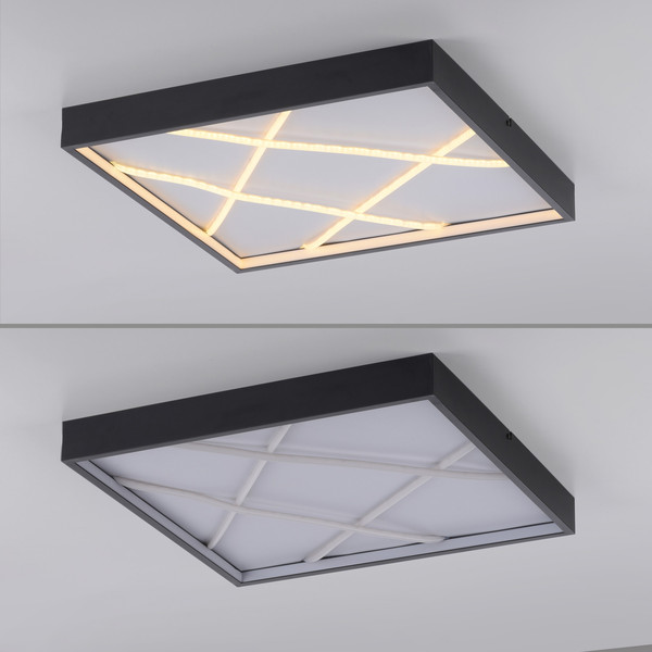 JUST LIGHT MIKADO LED Deckenleuchte Warmweiss Dimmbar 42W schwarz 14093-18