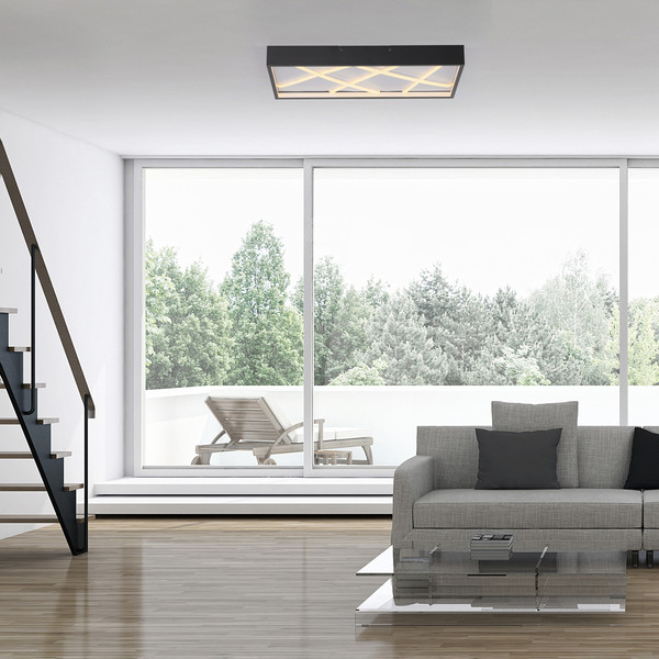 JUST LIGHT MIKADO LED Deckenleuchte Warmweiss Dimmbar 42W schwarz 14094-18