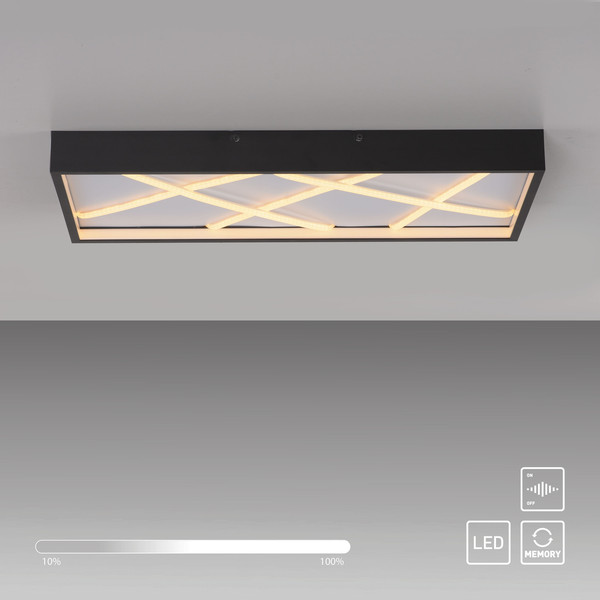 JUST LIGHT MIKADO LED Deckenleuchte Warmweiss Dimmbar 42W schwarz 14094-18