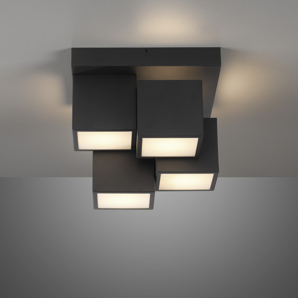 JUST LIGHT TETRIS LED Deckenleuchte Warmweiss 17W schwarz 14114-18