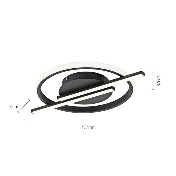 JUST LIGHT KORSA LED Deckenleuchte Warmweiss Dimmbar 17,5W schwarz 14130-18