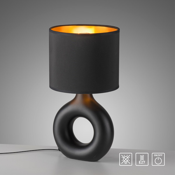 JUST LIGHT CARARA Tischleuchte E27 max. 25W schwarz 14193-18