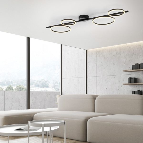 JUST LIGHT MINI RITUS LED Deckenleuchte Warmweiss Dimmbar 36W schwarz 14211-18