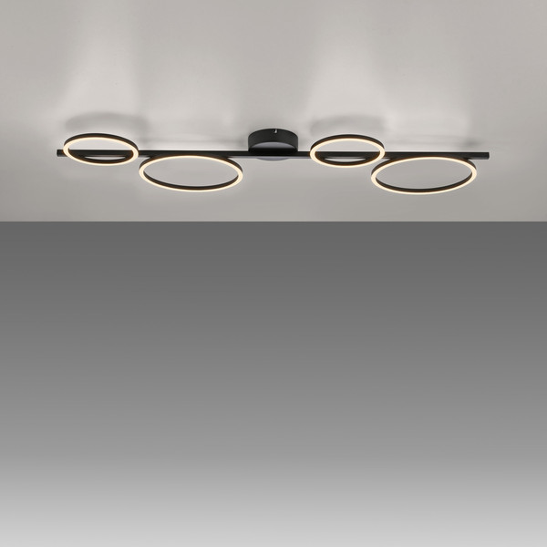 JUST LIGHT MINI RITUS LED Deckenleuchte Warmweiss Dimmbar 36W schwarz 14211-18
