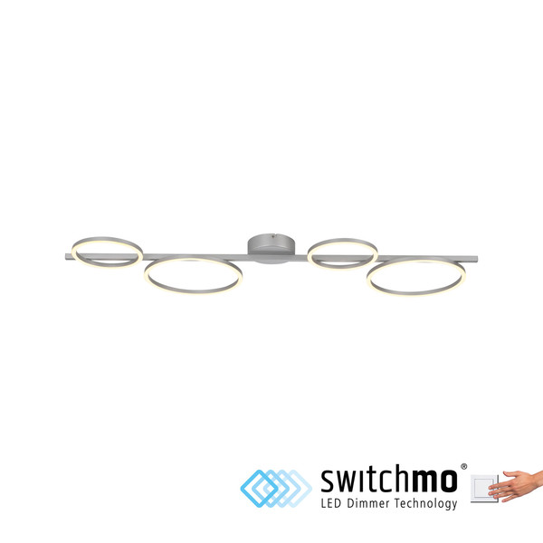 JUST LIGHT MINI RITUS LED Deckenleuchte Warmweiss Dimmbar 36W silber 14211-21