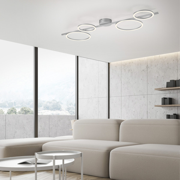 JUST LIGHT MINI RITUS LED Deckenleuchte Warmweiss Dimmbar 36W silber 14211-21