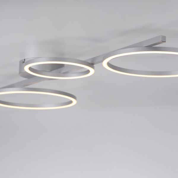 JUST LIGHT MINI RITUS LED Deckenleuchte Warmweiss Dimmbar 36W silber 14211-21