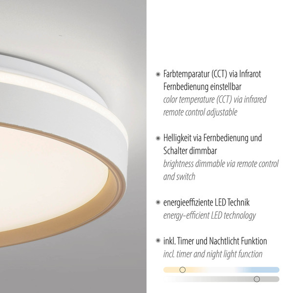 JUST LIGHT MIO LED Deckenleuchte CCT Dimmbar 34W sand 14278-39