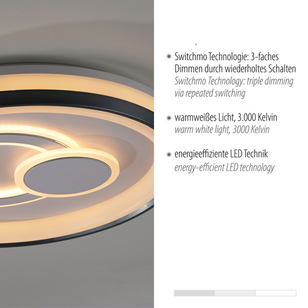 JUST LIGHT MINELLI LED Deckenleuchte Warmweiss Dimmbar 35W weiss 14334-16