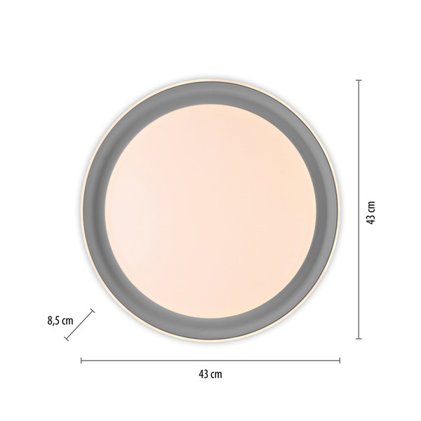 JUST LIGHT SATI LED Deckenleuchte Warmweiss Dimmbar 19,5W grau 14368-15