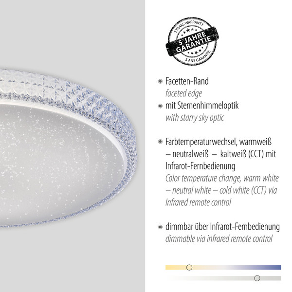 JUST LIGHT FRIDA LED Deckenleuchte CCT Dimmbar 36W transparent 14373-00