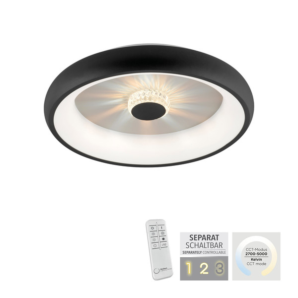 JUST LIGHT VERTIGO LED Deckenleuchte CCT Dimmbar 29W schwarz 14384-18