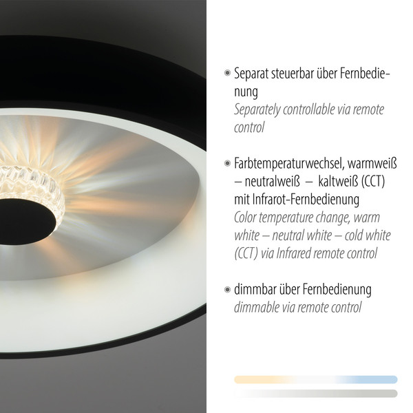 JUST LIGHT VERTIGO LED Deckenleuchte CCT Dimmbar 29W schwarz 14384-18