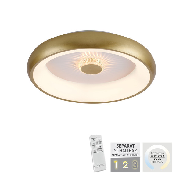 JUST LIGHT VERTIGO LED Deckenleuchte CCT Dimmbar 29W messingmatt 14384-60