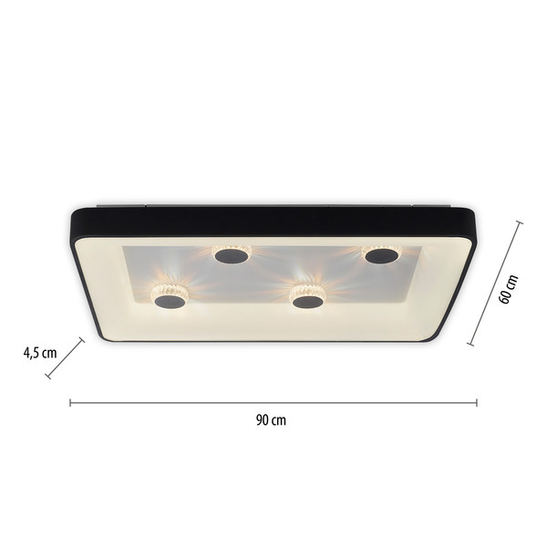 JUST LIGHT VERTIGO LED Deckenleuchte CCT Dimmbar 45W schwarz 14385-18
