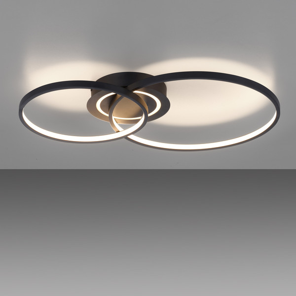 JUST LIGHT ASMINA LED Deckenleuchte Warmweiss 27,6W 2-fach schwarz 14540-18