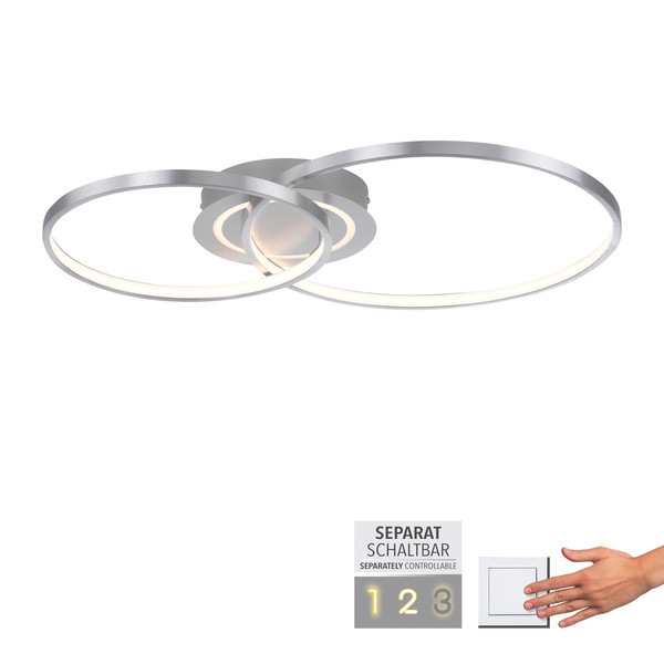 JUST LIGHT ASMINA LED Deckenleuchte Warmweiss 27,6W 2-fach aluminium 14540-95