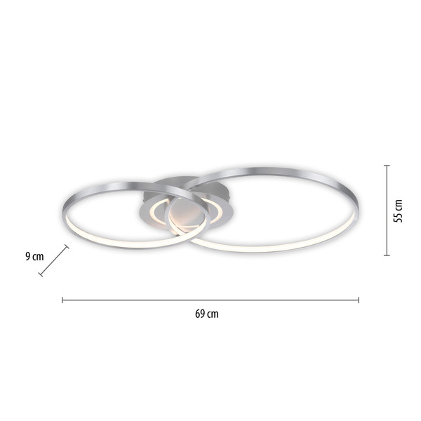 JUST LIGHT ASMINA LED Deckenleuchte Warmweiss 27,6W 2-fach aluminium 14540-95