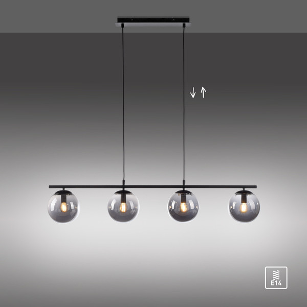 JUST LIGHT BIG WIDOW Pendelleuchte E14 max. 25W 4-fach schwarz 14604-18