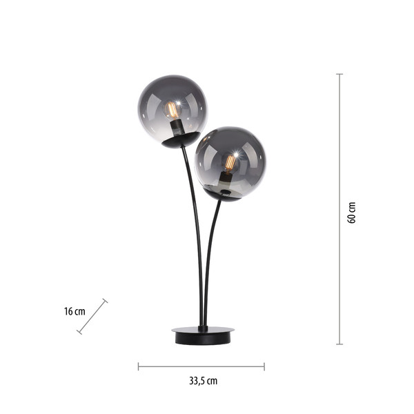 JUST LIGHT BIG WIDOW Tischleuchte E14 max. 25W 2-fach schwarz 14605-18