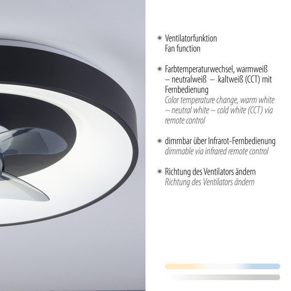 JUST LIGHT VENIKA LED Deckenleuchte CCT Dimmbar 36W schwarz 14644-18
