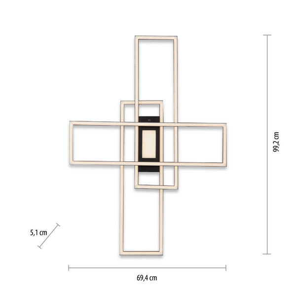 JUST LIGHT ASMIN LED Deckenleuchte CCT Dimmbar 45W schwarz 14693-18