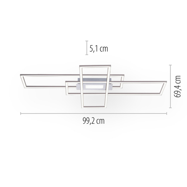 JUST LIGHT ASMIN LED Deckenleuchte CCT Dimmbar 45W stahl 14693-55