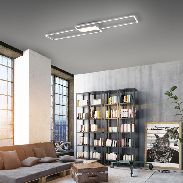 JUST LIGHT ASMIN LED Deckenleuchte CCT Dimmbar 24W 3-fach stahl 14711-55