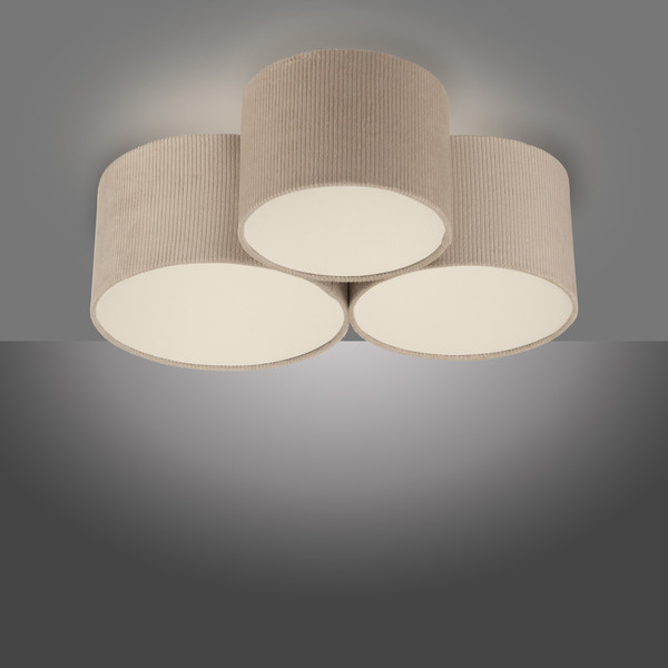 JUST LIGHT DURO Deckenleuchte E27 max. 10W 3-fach sand 14890-39