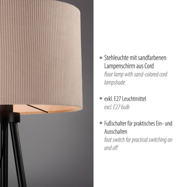JUST LIGHT DURO Stehleuchte E27 max. 10W sand 14894-39