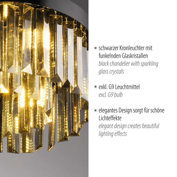 JUST LIGHT KULUNKA Kronleuchter G9 max. 5W 4-fach schwarz 15048-18
