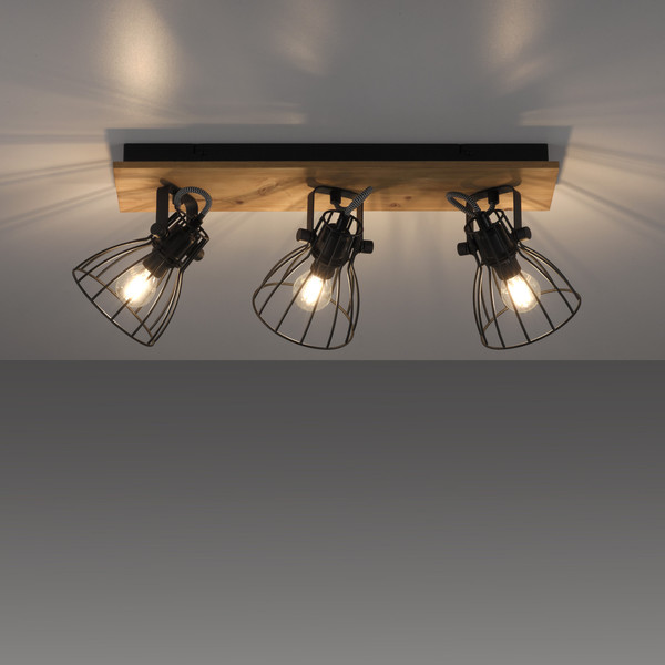JUST LIGHT TARO Deckenleuchte E14 max. 10W 3-fach schwarz 15119-18