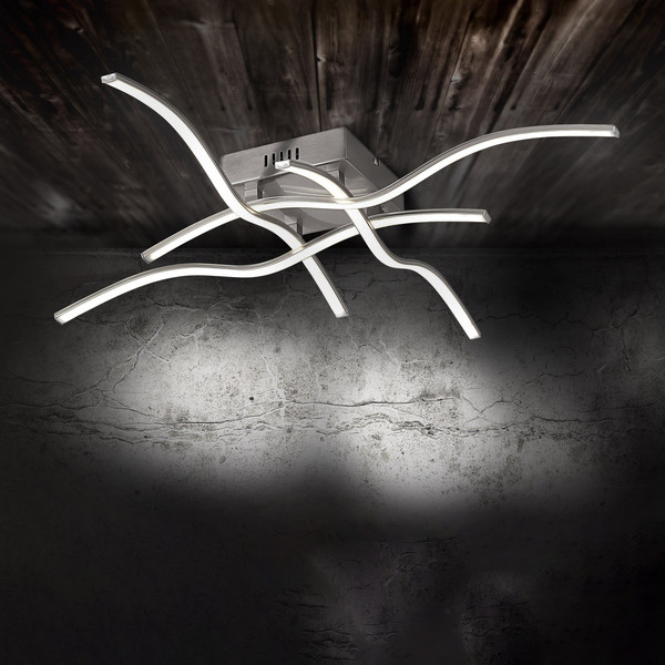JUST LIGHT WAVE LED Deckenleuchte Warmweiss 7,2W 4-fach Silber/Weiß 15132-55