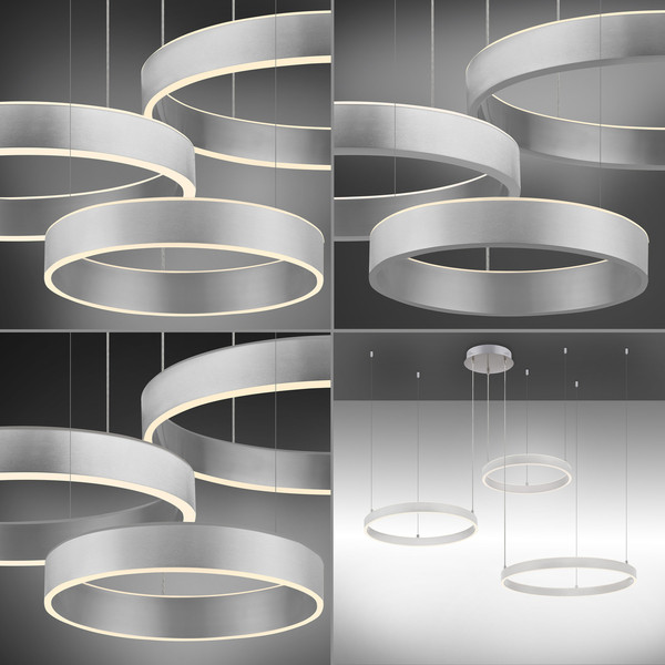 JUST LIGHT LILLUTI LED Pendelleuchte Warmweiss Dimmbar 52W 2-fach stahl 15156-55
