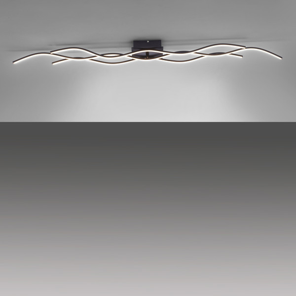 JUST LIGHT WAVE LED Deckenleuchte Warmweiss 29,5W 3-fach schwarz 15167-18